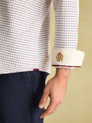 Joules Oxford White Embroidered Check Shirt - Image 6 of 9