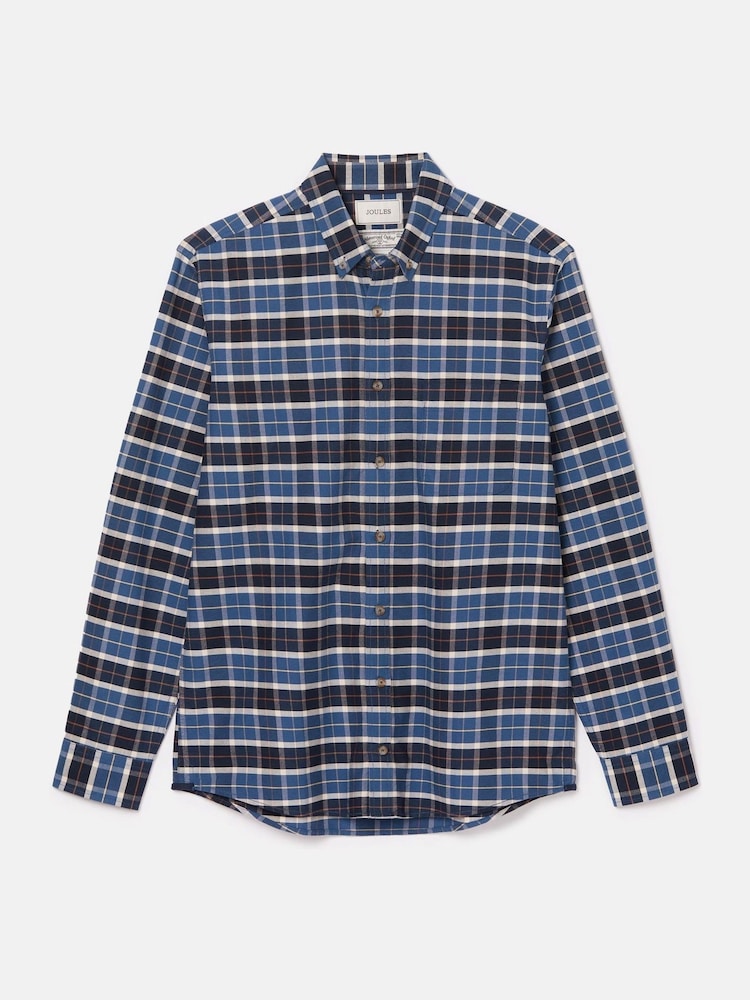 Joules Welford Blue Cotton Check Shirt - Image 7 of 7