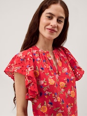 Monsoon Red Libby Floral Print Jersey Top - Image 2 of 3