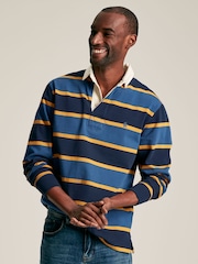 Joules Onside Navy/Yellow Striped Rugby Shirt - Image 1 of 9