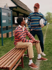 Joules Onside Navy/Yellow Striped Rugby Shirt - Image 7 of 9