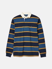 Joules Onside Navy/Yellow Striped Rugby Shirt - Image 9 of 9