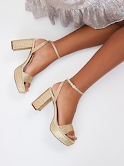 Gold Forever Comfort® Bling Platform Sandals - Image 1 of 10