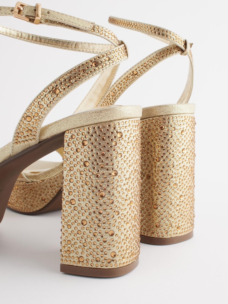 Gold Forever Comfort® Bling Platform Sandals - Image 10 of 10