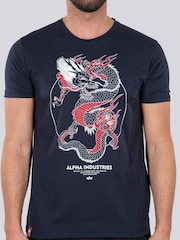 Alpha Industries Blue Rep Heritage Dragon 100% Cotton T-Shirt - Image 1 of 2