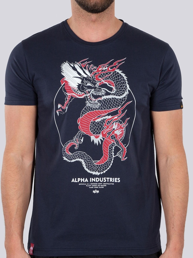 Alpha Industries Blue Rep Heritage Dragon 100% Cotton T-Shirt - Image 1 of 2