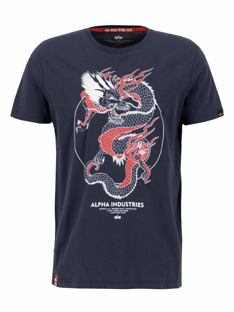 Alpha Industries Blue Rep Heritage Dragon 100% Cotton T-Shirt - Image 2 of 2