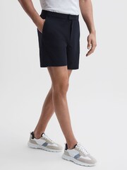 Reiss Navy Club Elasticated Waistband Shorts - Image 1 of 8