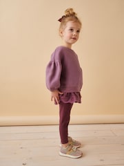 Purple Broderie Hem 100% Cotton Leggings Set (3mths-7yrs) - Image 2 of 7