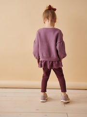 Purple Broderie Hem 100% Cotton Leggings Set (3mths-7yrs) - Image 3 of 7