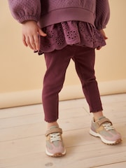Purple Broderie Hem 100% Cotton Leggings Set (3mths-7yrs) - Image 4 of 7