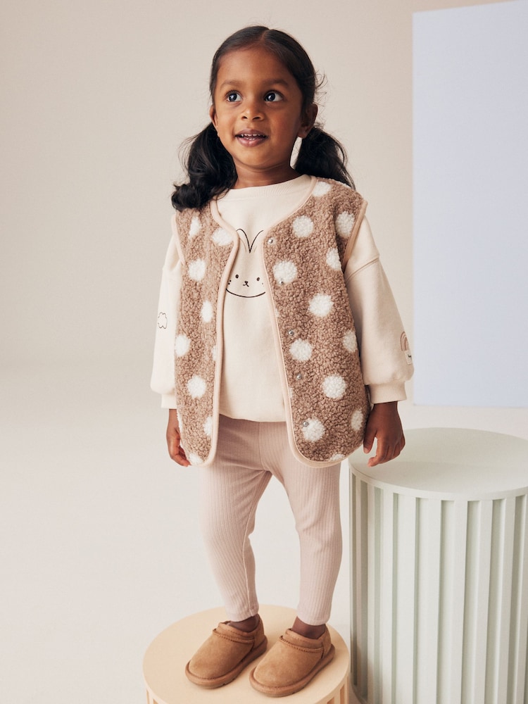 Neutral Gilet, Sweatshirt & Leggings 3 Piece Set (3mths-7yrs) - Image 1 of 10