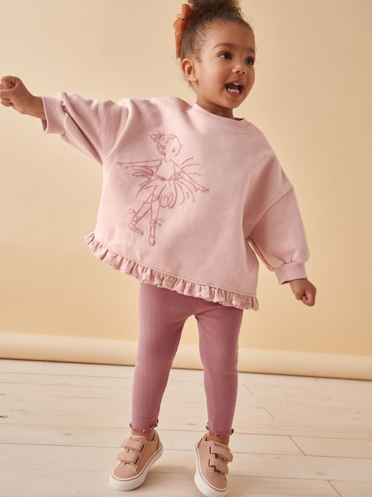 Pink Fairy Frill Hem Sweater & Leggings Set (3mths-7yrs) - Image 1 of 9