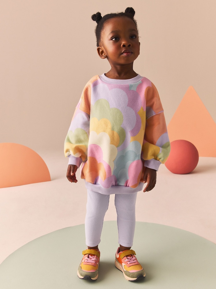Lilac Purple Sweatshirt and Leggings Set (3mths-7yrs) - Image 1 of 7