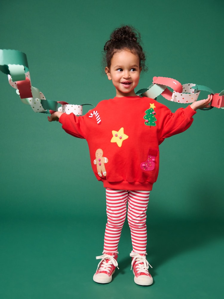 Red Christmas Sweatshirt And Leggings Set (3mths-7yrs) - Image 1 of 8