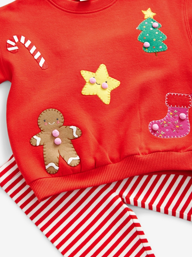 Red Christmas Sweatshirt And Leggings Set (3mths-7yrs) - Image 8 of 8