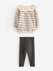 Black/White Collared Sweater And Leggings Set (3mths-7yrs) - Image 4 of 5