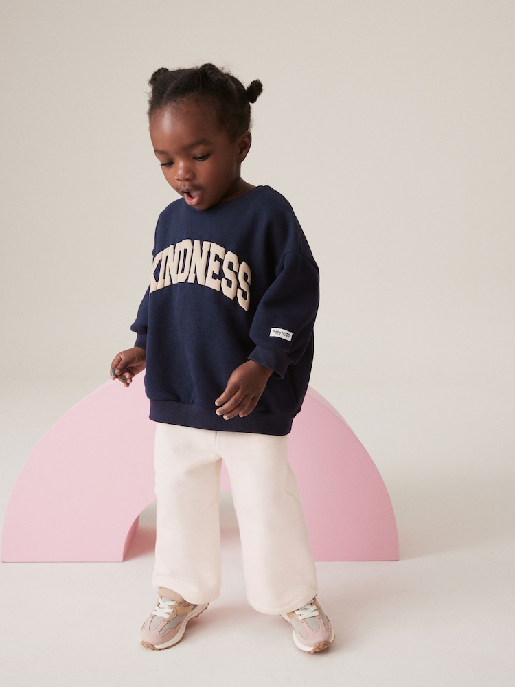 Navy Kindness Crew and Joggers Set (3mths-7yrs) - Image 1 of 4 Navy Kindness Crew and Joggers Set (3mths-7yrs) - Image 1 of 4