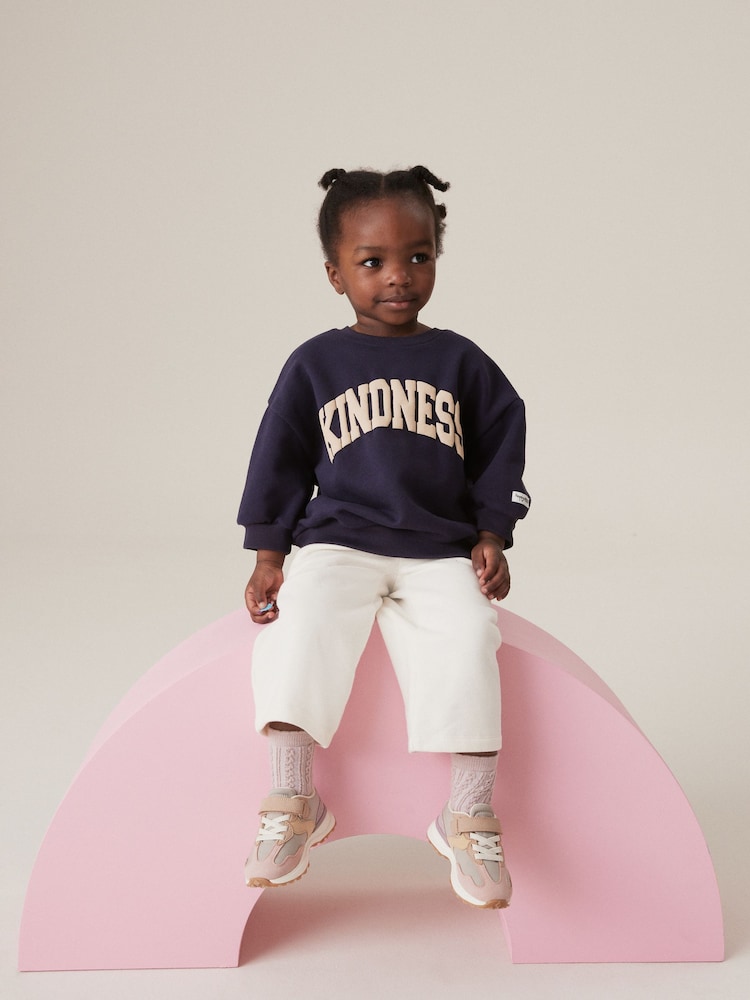 Navy Kindness Crew and Joggers Set (3mths-7yrs) - Image 2 of 4 Navy Kindness Crew and Joggers Set (3mths-7yrs) - Image 2 of 4