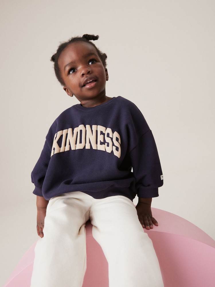 Navy Kindness Crew and Joggers Set (3mths-7yrs) - Image 4 of 4 Navy Kindness Crew and Joggers Set (3mths-7yrs) - Image 4 of 4