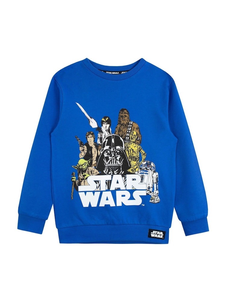 Character Blue Star Wars Long Sleeve 100% Cotton Sweatshirt - Image 1 of 5