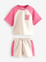 Pink 100% Cotton T-Shirt And Shorts Set (3mths-7yrs) - Image 1 of 4