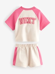 Pink 100% Cotton T-Shirt And Shorts Set (3mths-7yrs) - Image 2 of 4