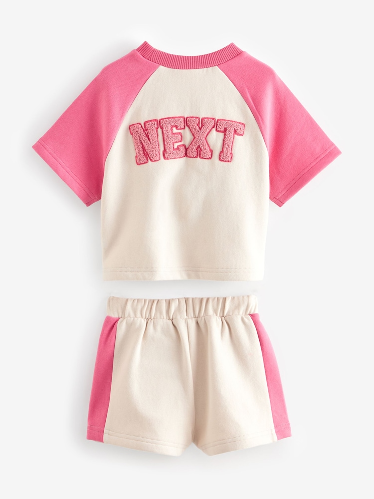 Pink 100% Cotton T-Shirt And Shorts Set (3mths-7yrs) - Image 2 of 4