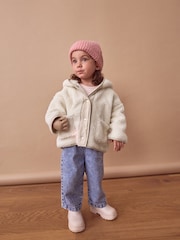 Cream Hooded Zip Fleece Jacket (3mths-7yrs) - Image 2 of 8