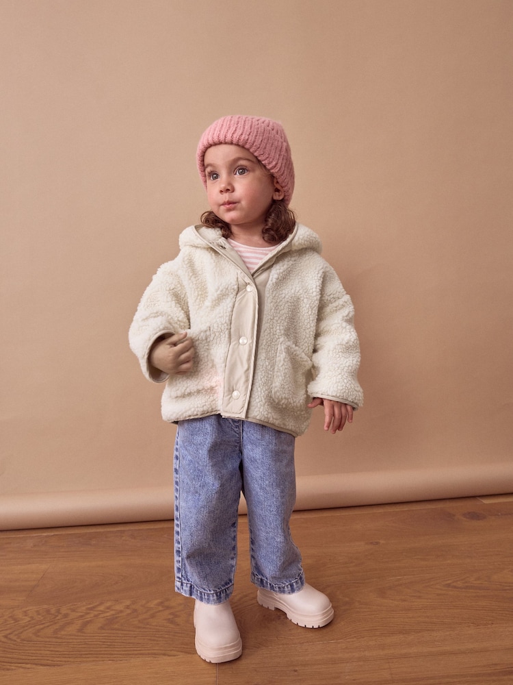 Cream Hooded Zip Fleece Jacket (3mths-7yrs) - Image 2 of 8