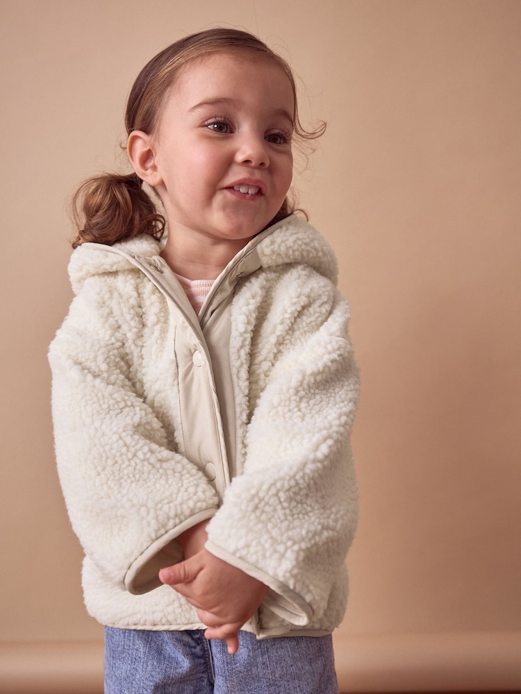 Cream - Jachetă fleece cu glugă și fermoar (3luni-7ani) - Image 3 of 8