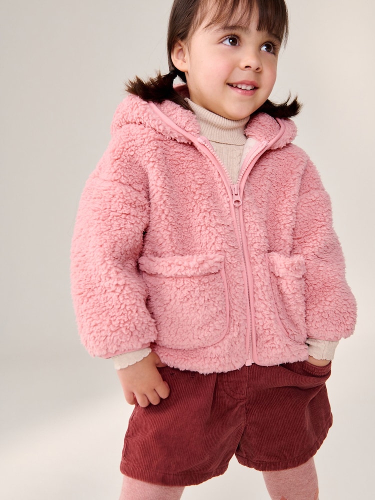 Pink Hooded Zip Fleece Jacket (3mths-7yrs) - Image 1 of 8