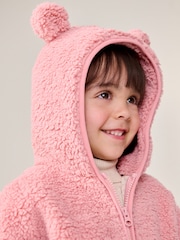 Pink Hooded Zip Fleece Jacket (3mths-7yrs) - Image 5 of 8