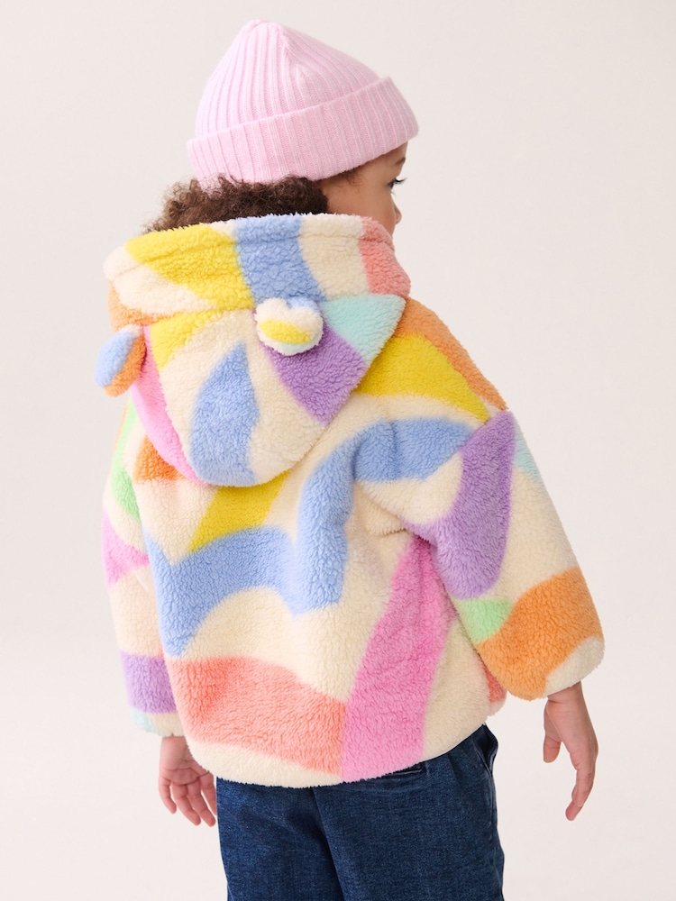 Rainbow Printed Hooded Zip Through Fleece Jacket (3mths-7yrs) - Image 3 of 8