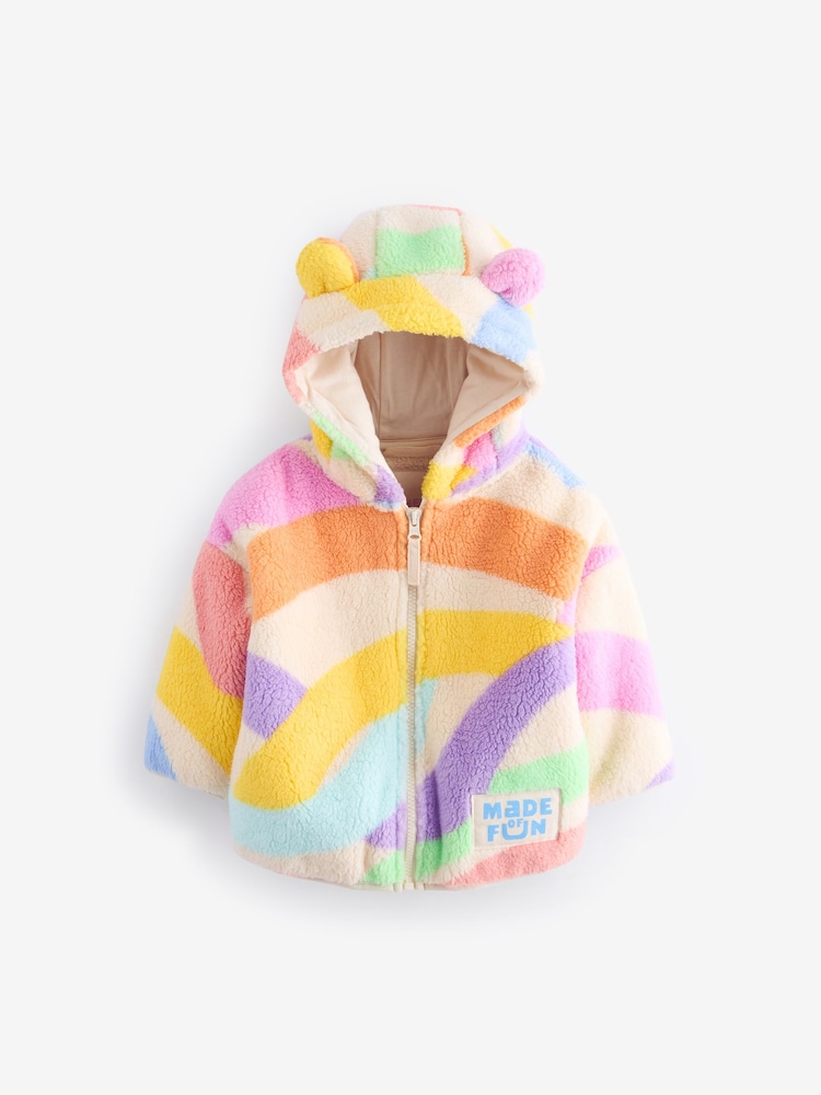 Rainbow Printed Hooded Zip Through Fleece Jacket (3mths-7yrs) - Image 4 of 8