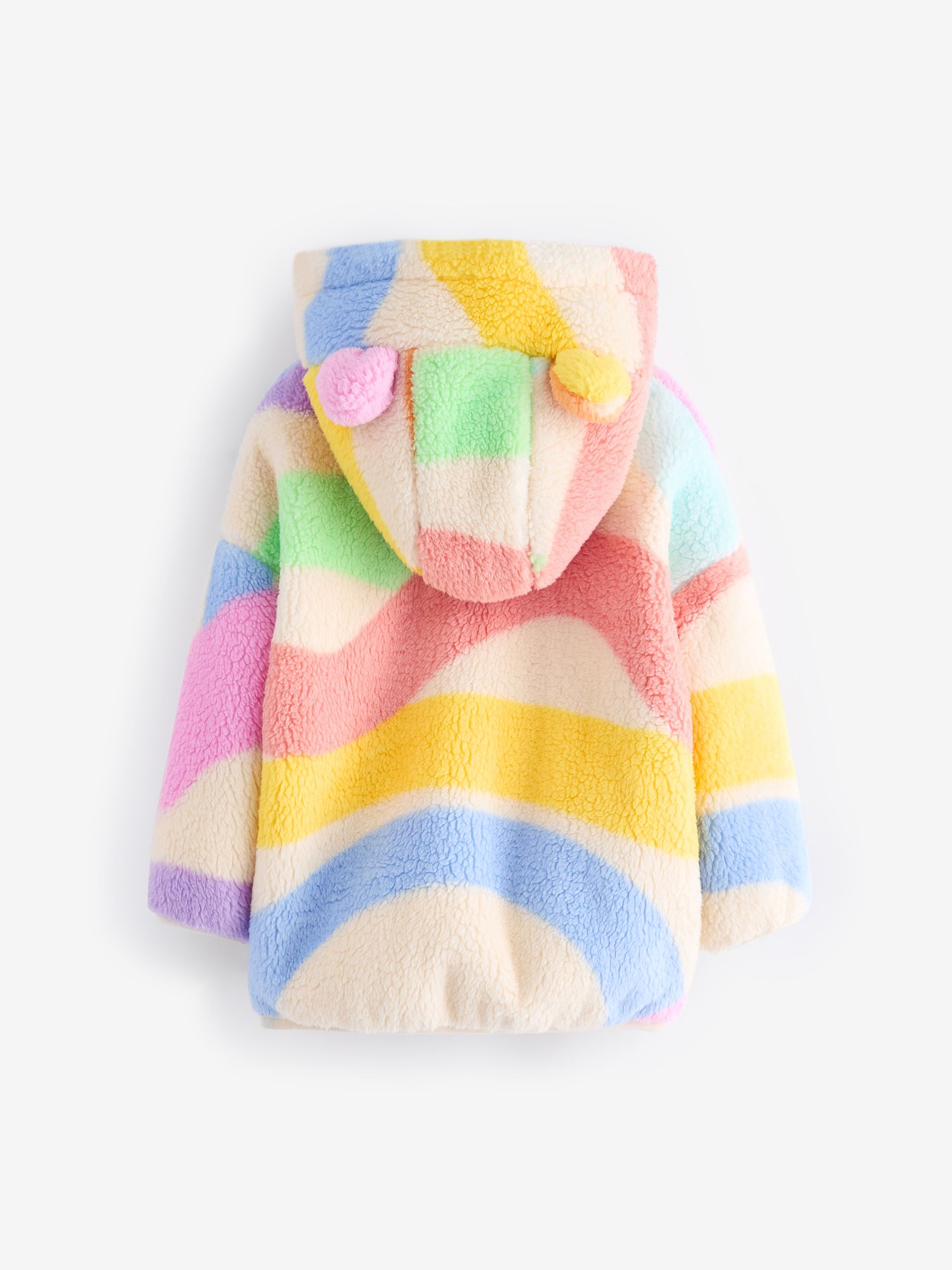 Babyhug Full Sleeves Puffed Hooded Jacket Rainbow Printed - Purple