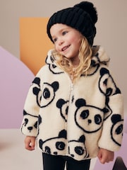 Cream Bear Printed Hooded Zip Through Fleece Jacket (3mths-7yrs) - Image 1 of 10