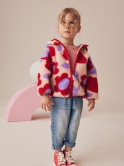 Red Hooded Floral Print Zip Fleece Jacket (3mths-7yrs) - Image 2 of 9