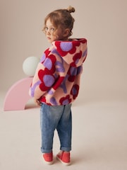 Red Hooded Floral Print Zip Fleece Jacket (3mths-7yrs) - Image 4 of 9