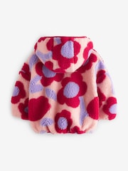 Red Hooded Floral Print Zip Fleece Jacket (3mths-7yrs) - Image 7 of 9