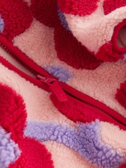 Red Hooded Floral Print Zip Fleece Jacket (3mths-7yrs) - Image 8 of 9