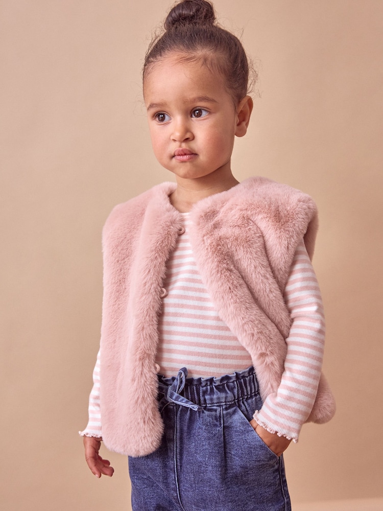 Pink Faux Fur Gilet (3mths-7yrs) - Image 1 of 5