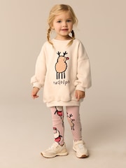 Cream Christmas Sweatshirt And Leggings Set (3mths-7yrs) - Image 1 of 7