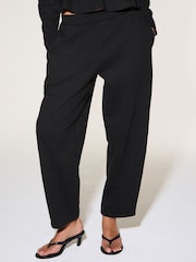Black Barrel Leg Knit Look Trousers - Image 3 of 5