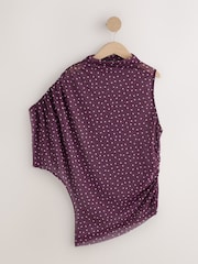 Wine/Pink Spot Short Sleeved Asymmetrical Mesh Top - Image 5 of 8