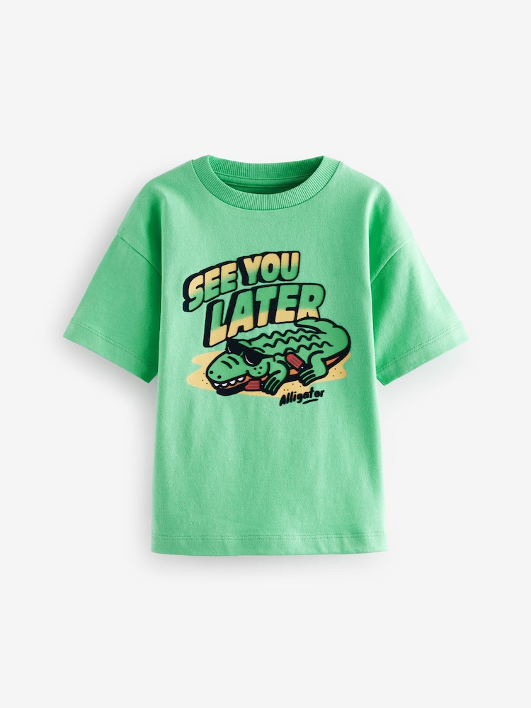 Green Alligator 100% Cotton Short Sleeve Character T-Shirt (3mths-7yrs) - Image 1 of 3