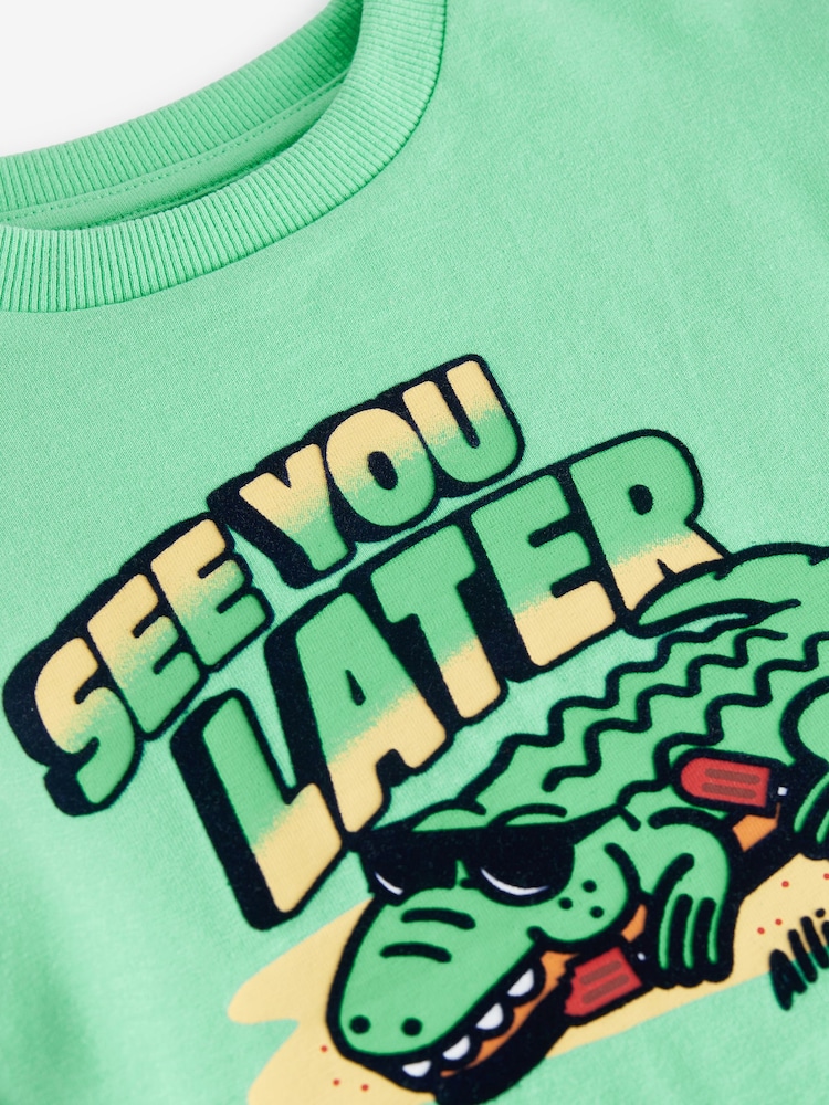 Green Alligator 100% Cotton Short Sleeve Character T-Shirt (3mths-7yrs) - Image 3 of 3