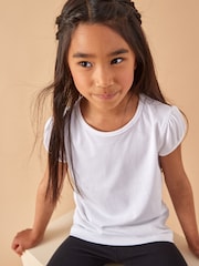 White Puff Sleeve 100% Cotton T-Shirts 2 Pack (3-16yrs) - Image 1 of 7