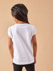 White Puff Sleeve 100% Cotton T-Shirts 2 Pack (3-16yrs) - Image 2 of 7