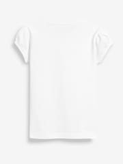 White Puff Sleeve 100% Cotton T-Shirts 2 Pack (3-16yrs) - Image 6 of 7